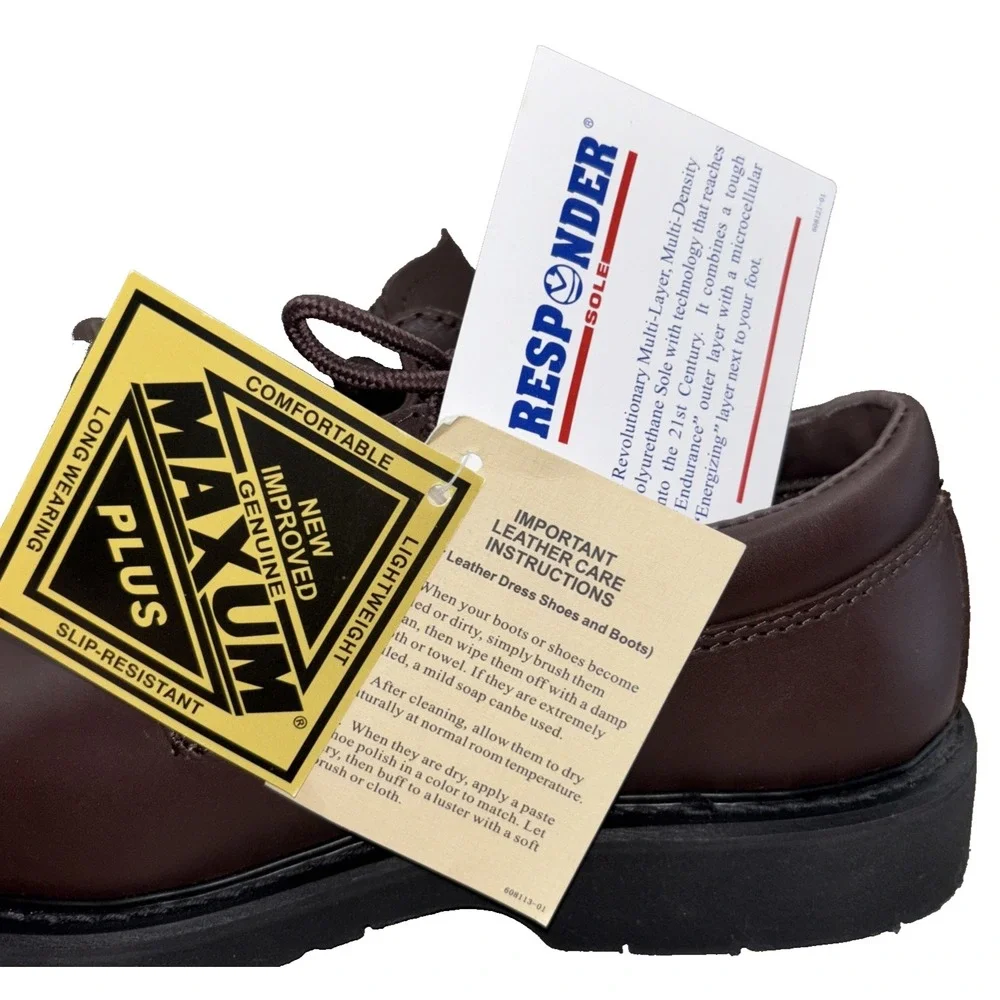 NEW Work America Responder Service Oxford Men's Size 9.5D‎ Brown Leather Lace Up